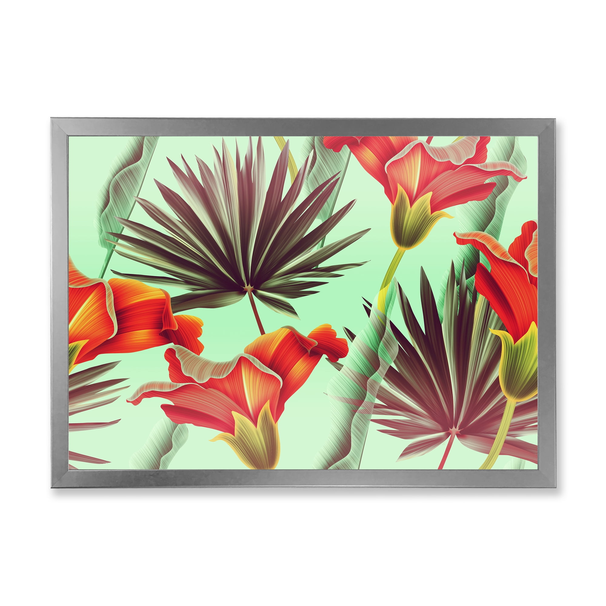 Designart 'VIntage Tropical Flowers VII' Traditional Framed Art