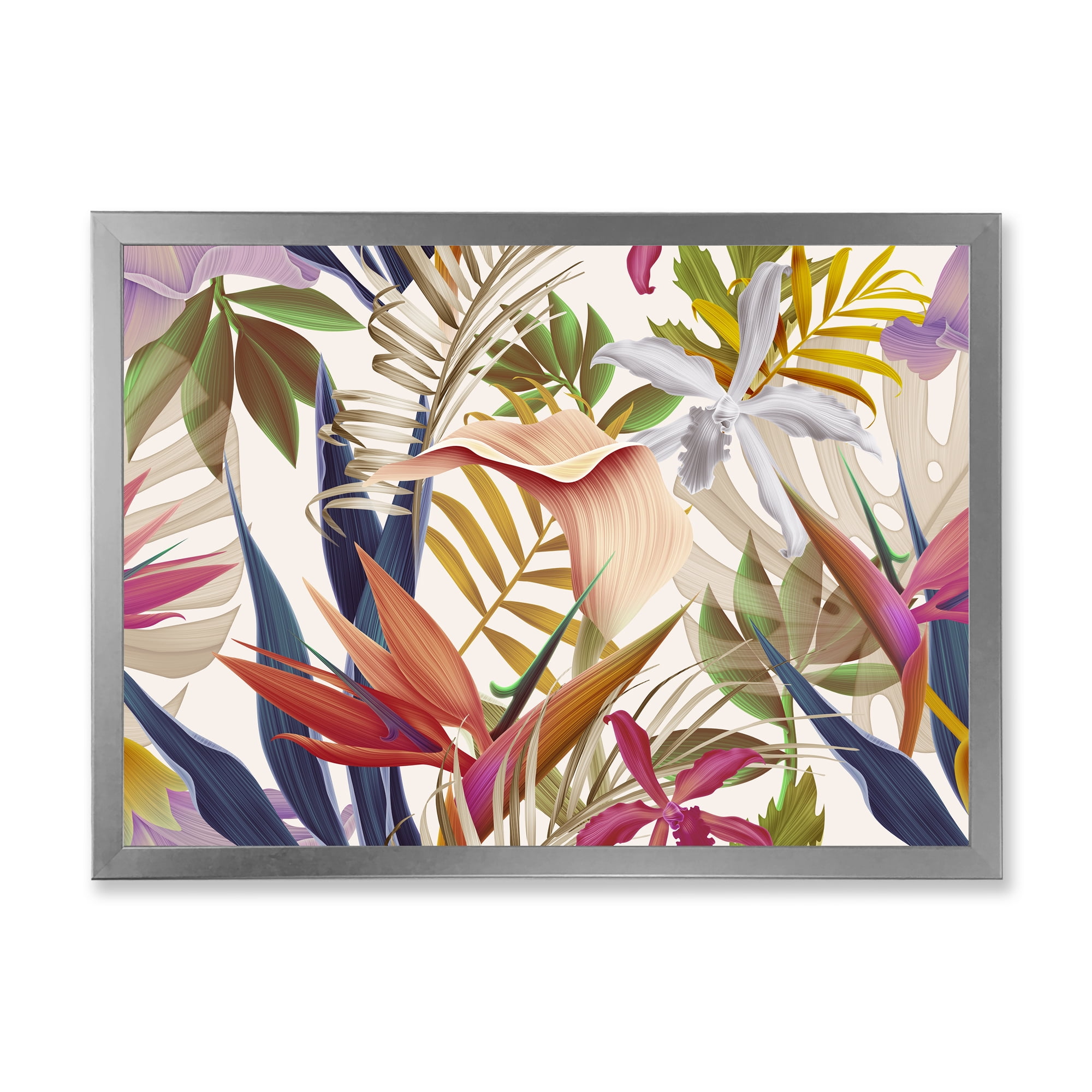 Designart 'VIntage Tropical Flowers VIII' Tropical Framed Art Print