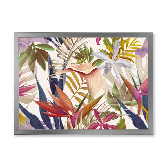 Designart 'VIntage Tropical Flowers VIII' Tropical Framed Art Print