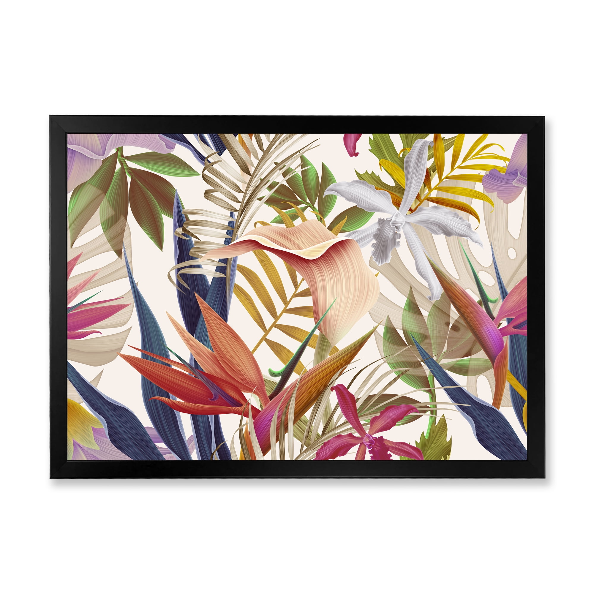 Designart 'VIntage Tropical Flowers VIII' Tropical Framed Art Print