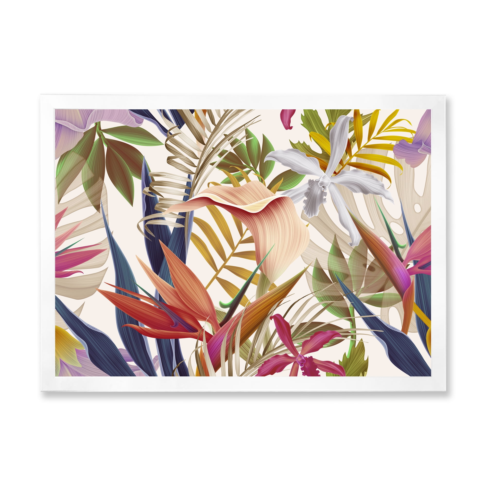 Designart 'VIntage Tropical Flowers VIII' Tropical Framed Art Print