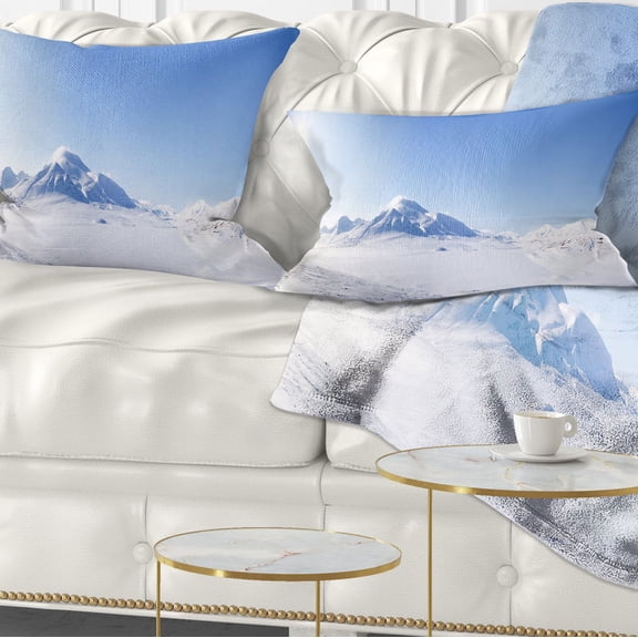 Designart Vacant Winter Land Panorama - Landscape Printed Throw Pillow - 12x20
