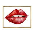 thumbnail image 1 of Designart 'Valentines Day Red Female Lips' Modern Framed Canvas Wall Art Print, 1 of 5