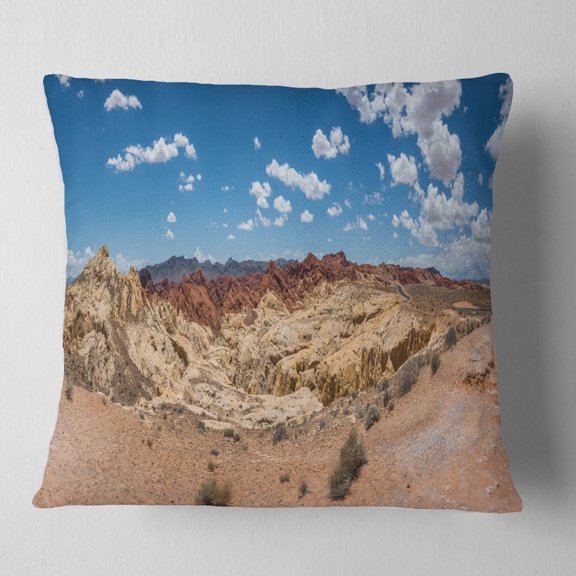 Designart Valley of Fire Landscape Panorama - Landscape Printed Throw Pillow - 18x18