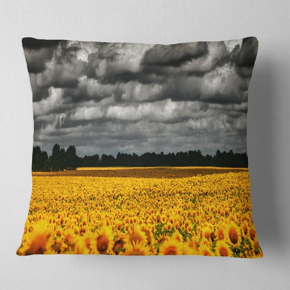 Designart Van Gogh Summer with Clouds - Landscape Printed Throw Pillow - 16x16