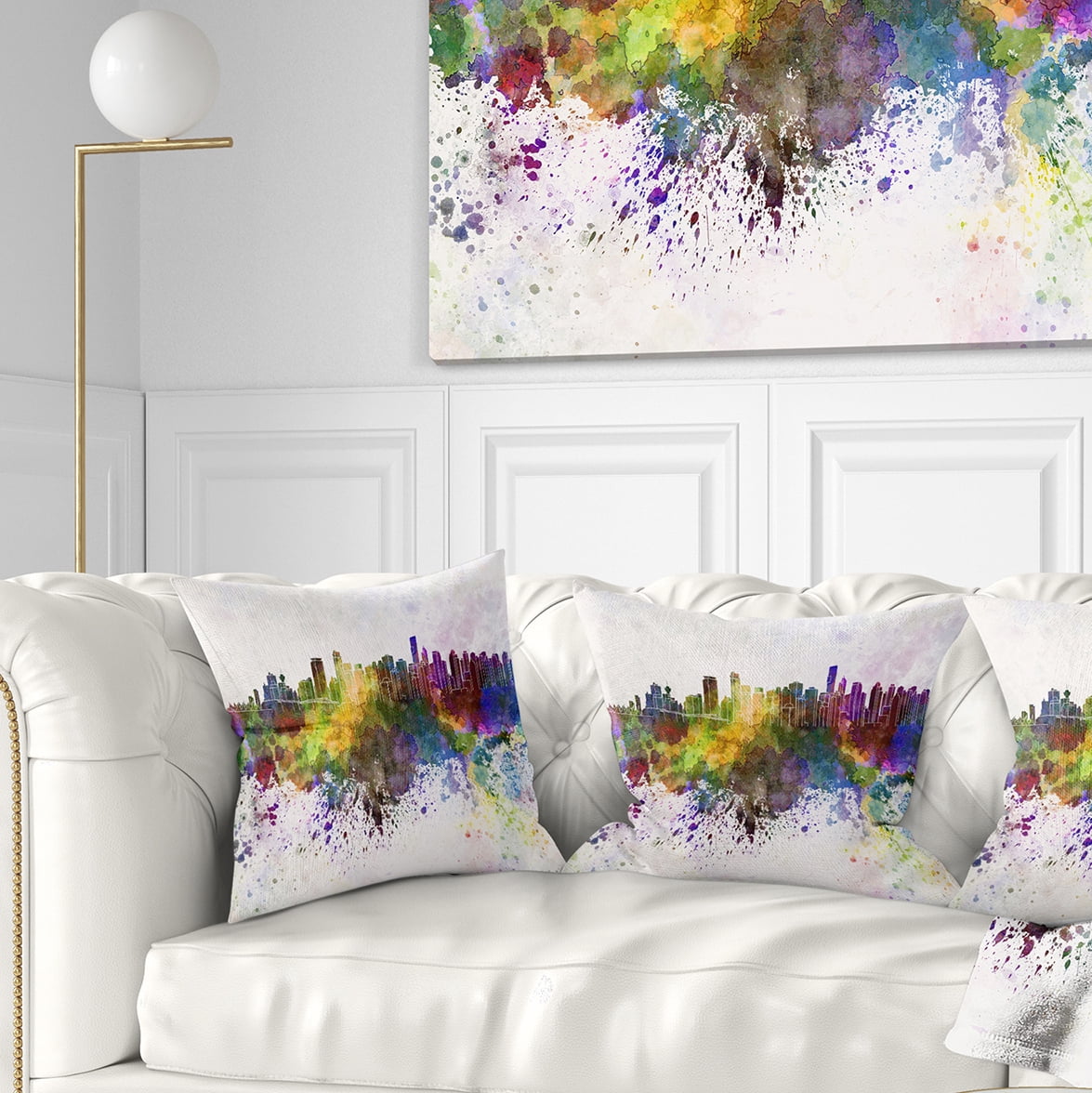 Designart Vancouver Skyline - Cityscape Throw Pillow - 16x16