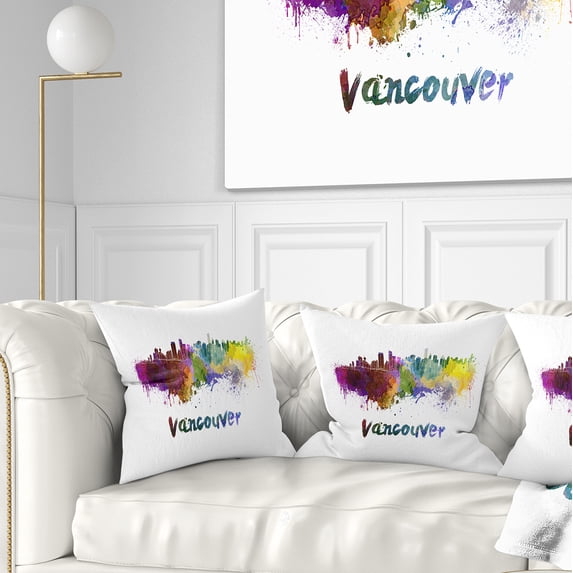 Designart Vancouver Skyline - Cityscape Throw Pillow - 18x18