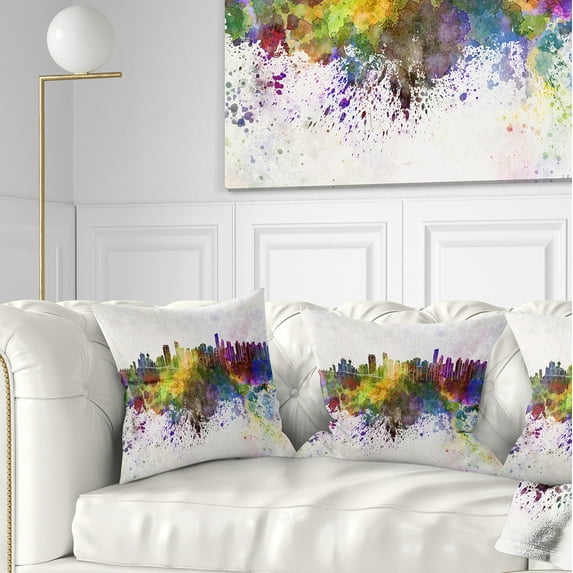 Designart Vancouver Skyline - Cityscape Throw Pillow - 18x18