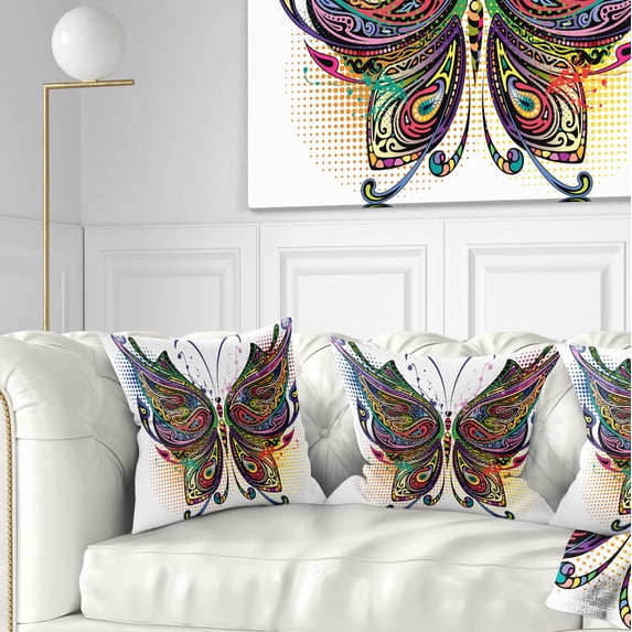 Designart Variegated Butterfly - Abstract Throw Pillow - 16x16