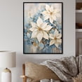 thumbnail image 1 of Designart "Variety Of Beige And Blue Poinsettias Blooms I" Poinsettias Floater Framed Wall Art Prints, 1 of 5