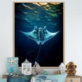 thumbnail image 1 of Designart "Vast Azure Oceanic Manta Ray" Coastal Coral Under Water Floater Framed Wall Decor, 1 of 5