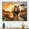 thumbnail image 1 of Designart "Vast Sunset Rhinoceros A wall art" Animals Floater Framed Canvas Art Print, 1 of 7