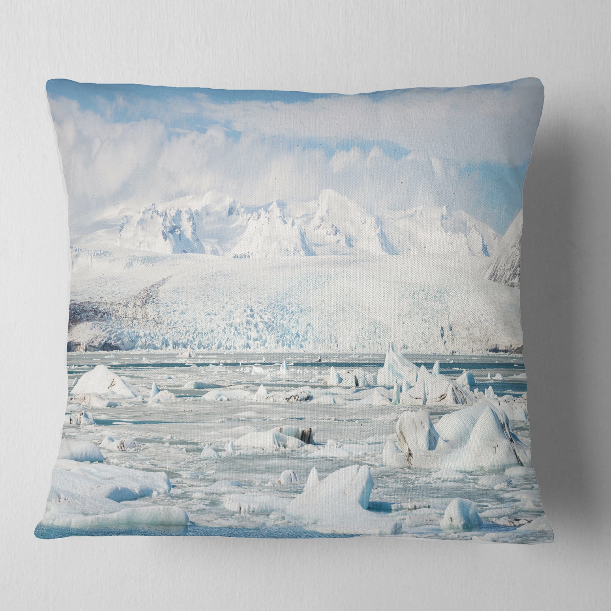 Designart Vatnajokull Glacier in Iceland - Landscape Printed Throw Pillow - 16x16