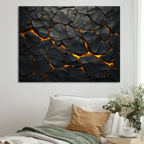 Designart "Veins Of Molten Volcanic Lava" Volcano Canvas Wall Art