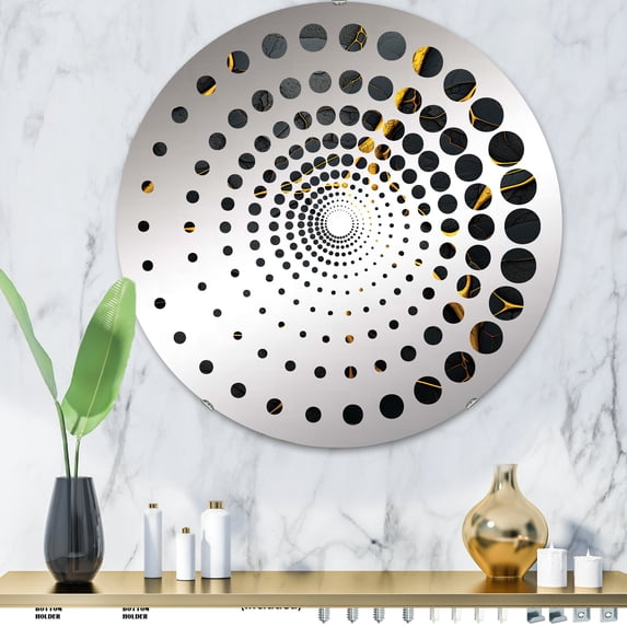 Designart "Veins of Molten Volcanic Lava I" Volcano Spiral Dot Round Wall Mirror - Landscapes Oval Printed Decorative Mirror - Multiple Color Options