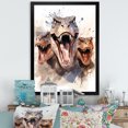 Designart "Velociraptor Family Portrait" Animals Framed Wall Art