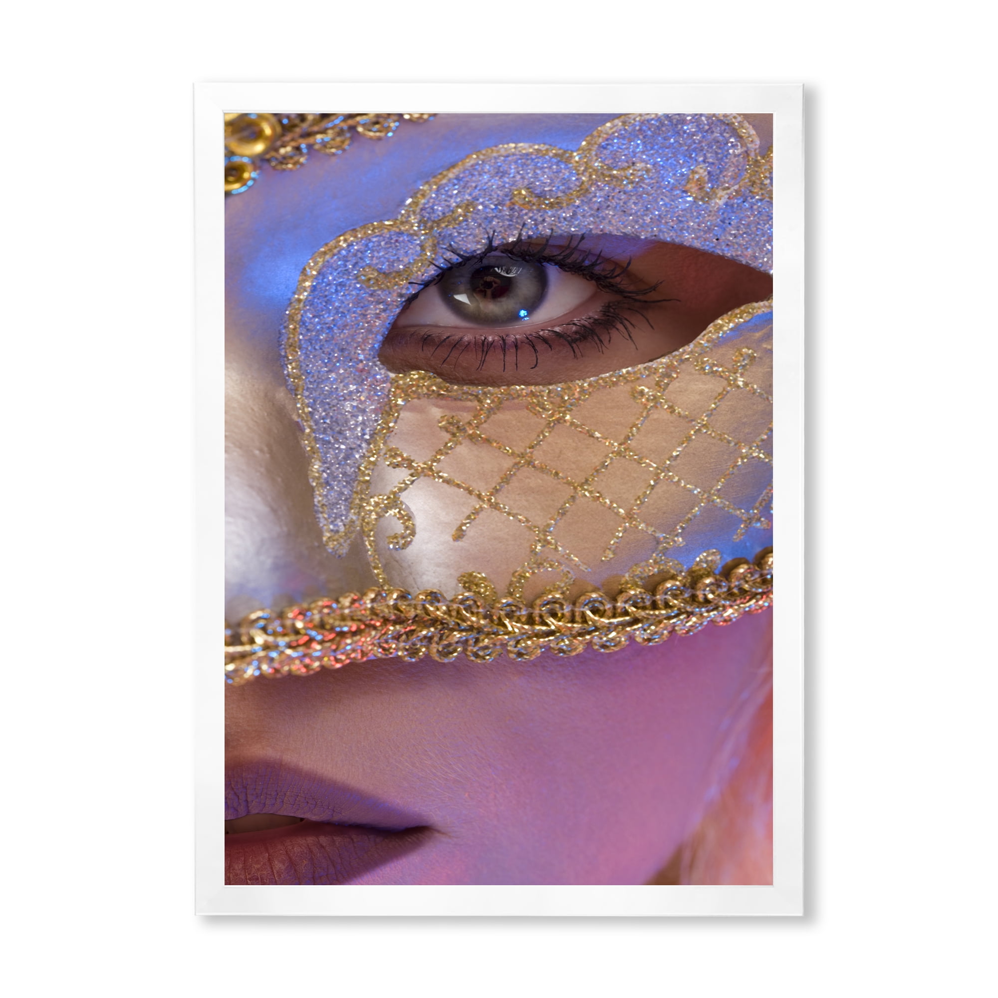 Designart 'Venetian Mask On Female Face' Modern Framed Art Print