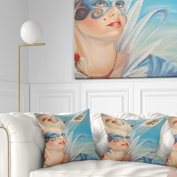 Designart Venetian Romance - Abstract Portrait Throw Pillow - 16x16