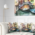thumbnail image 1 of Designart Venice Canal Meeting Bridge - Cityscape Throw Pillow - 16x16, 1 of 5