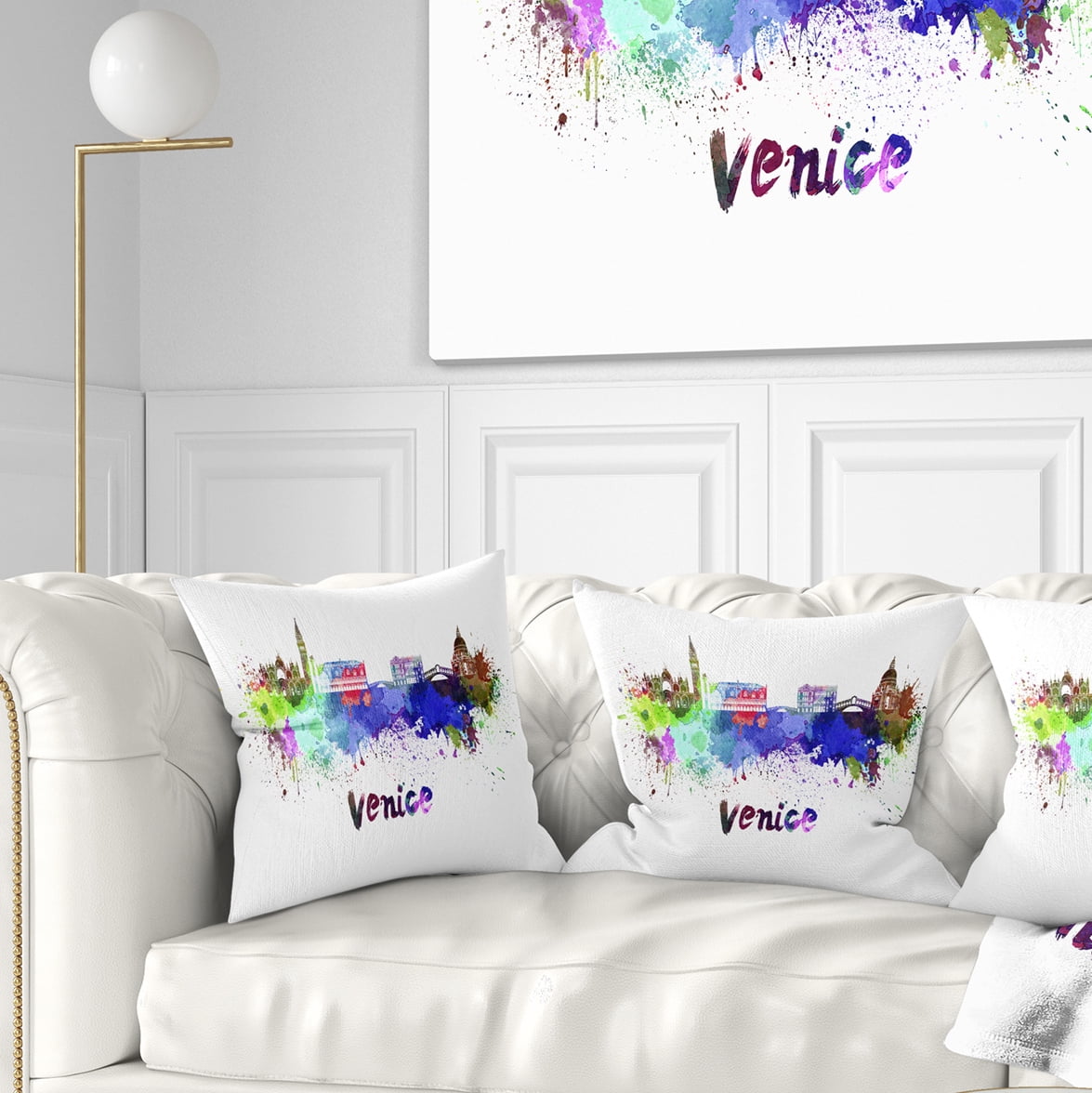 Designart Venice Skyline - Cityscape Throw Pillow - 18x18