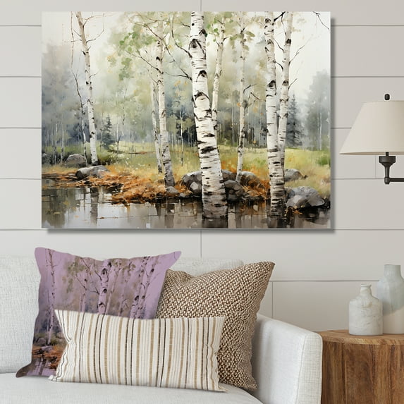 Designart "Verdant Birch Splendor I" Tree Birch Wall Art Prints