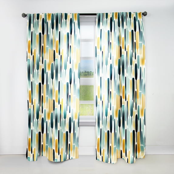 Designart "Verdant Stripes Interplay" Striped Curtain Panels