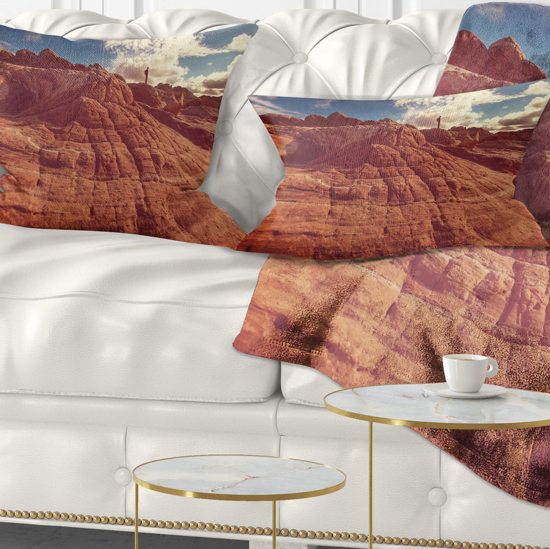 Designart Vermilion Cliffs At Sunrise - Landscape Printed Throw Pillow - 12x20