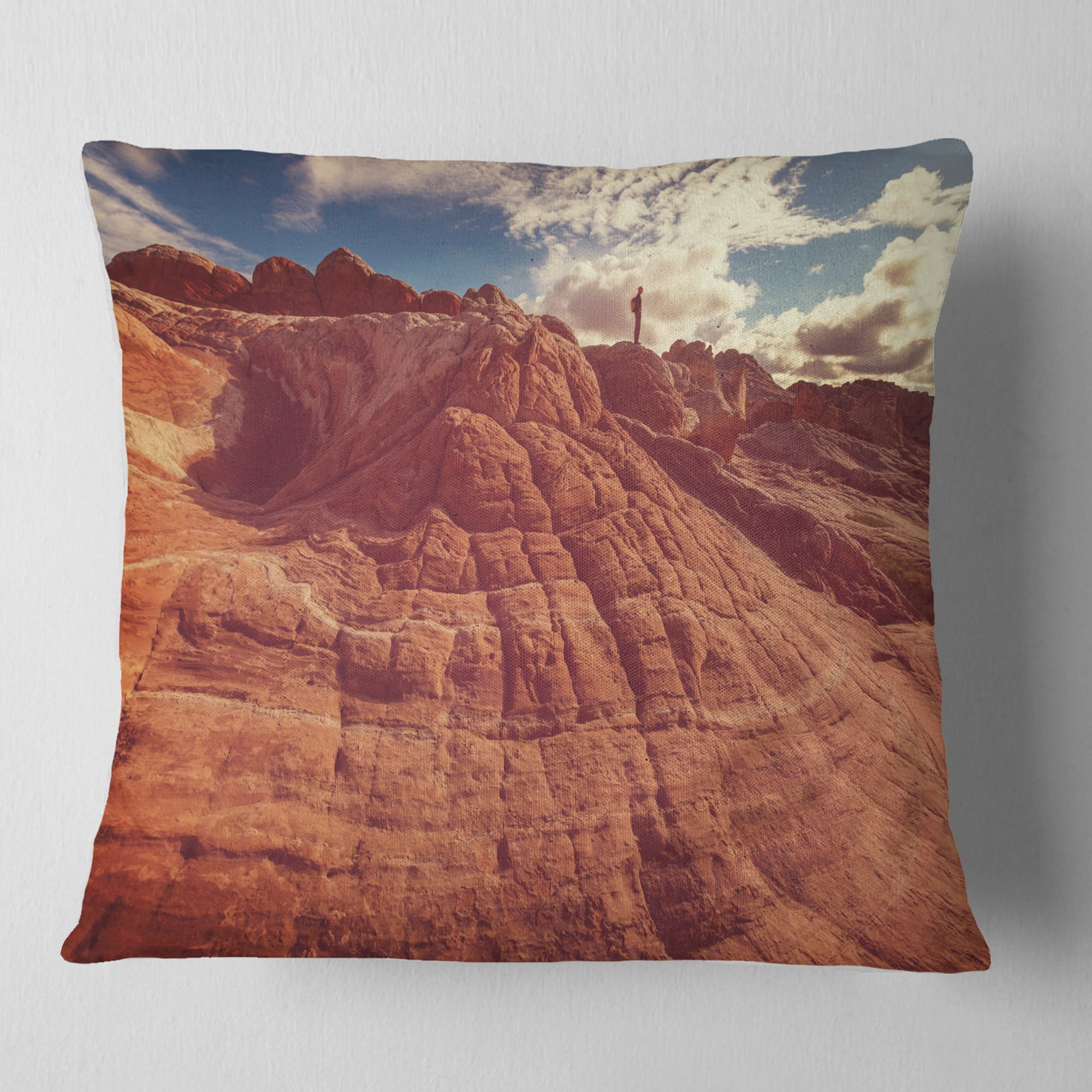 Designart Vermilion Cliffs At Sunrise - Landscape Printed Throw Pillow - 18x18