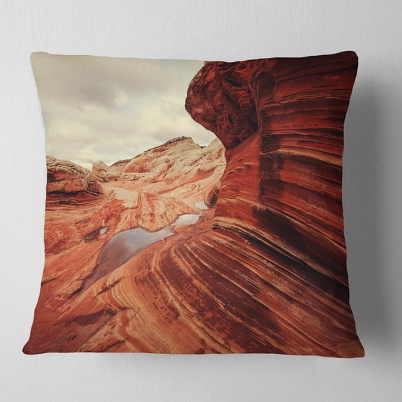 Designart Vermillion Cliffs At Dawn View - Landscape Printed Throw Pillow - 16x16