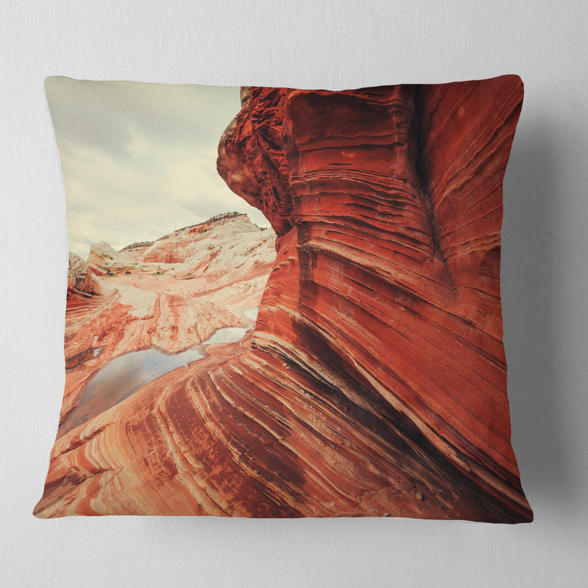 Designart Vermillion Cliffs Lake View - Landscape Printed Throw Pillow - 18x18