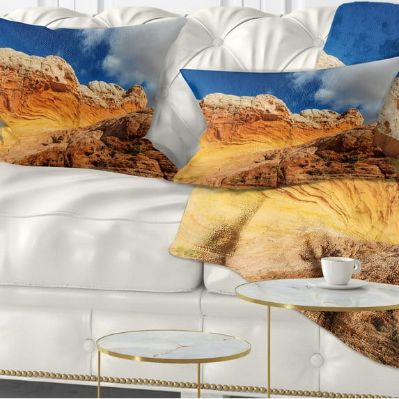 Designart Vermillion Cliffs under Blue Sky - Landscape Printed Throw Pillow - 12x20