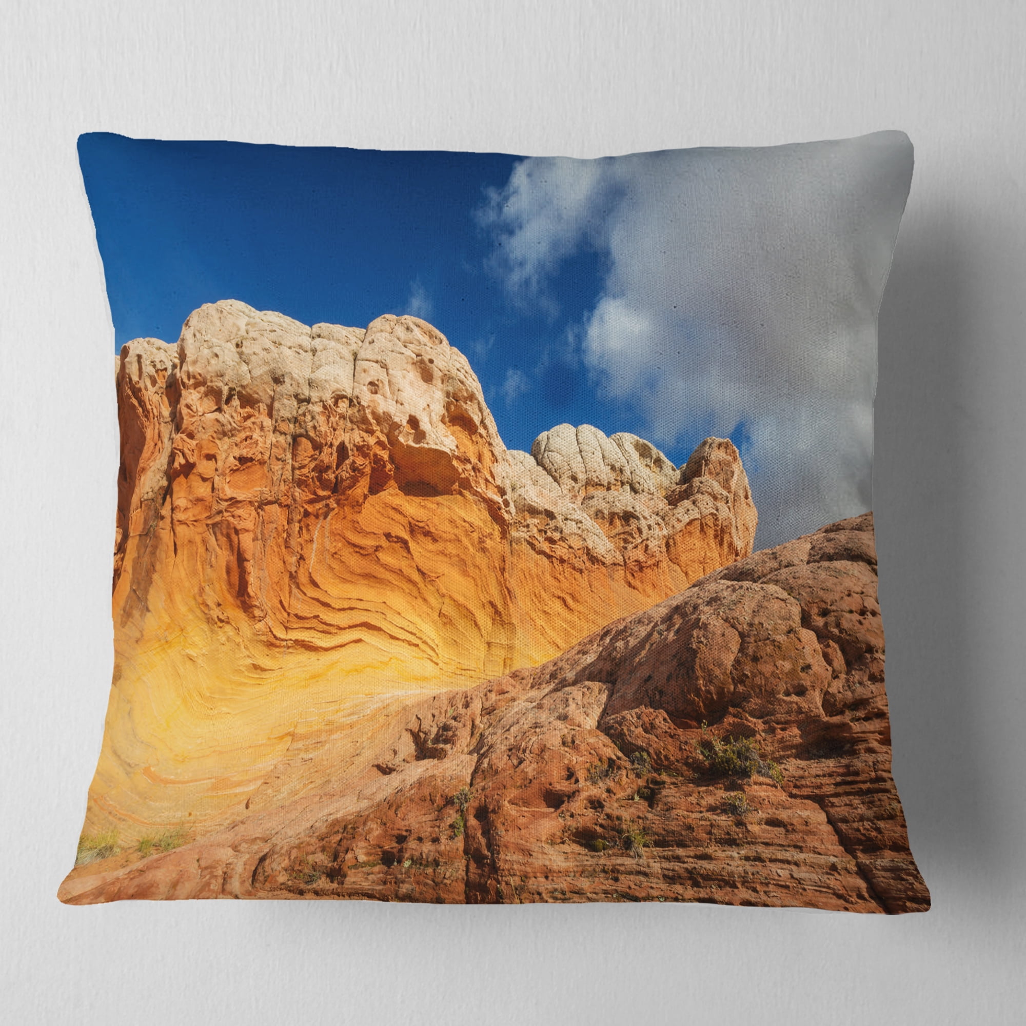 Designart Vermillion Cliffs under Blue Sky - Landscape Printed Throw Pillow - 18x18