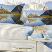 Designart Vermillion Lakes and Mount Rundle - Landscape Printed Throw Pillow - 12x20