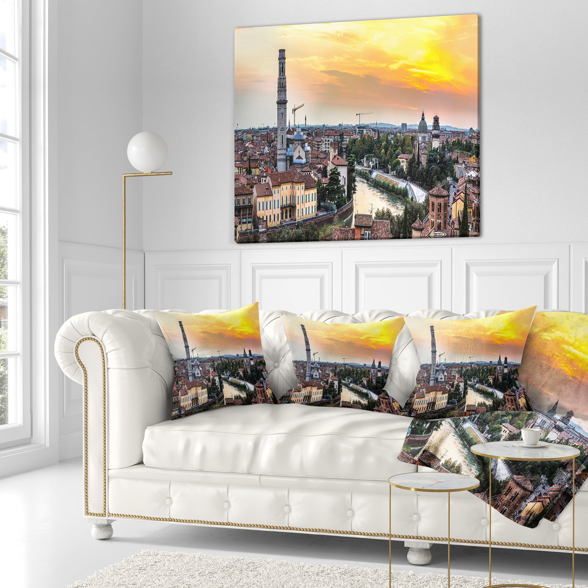 Designart Verona at Sunset in Italy - Cityscape Throw Pillow - 18x18
