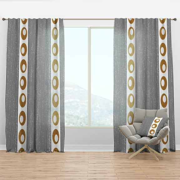 Designart 'Vertical Geometrical Retro Pattern I' Mid-Century Modern Curtain Panel