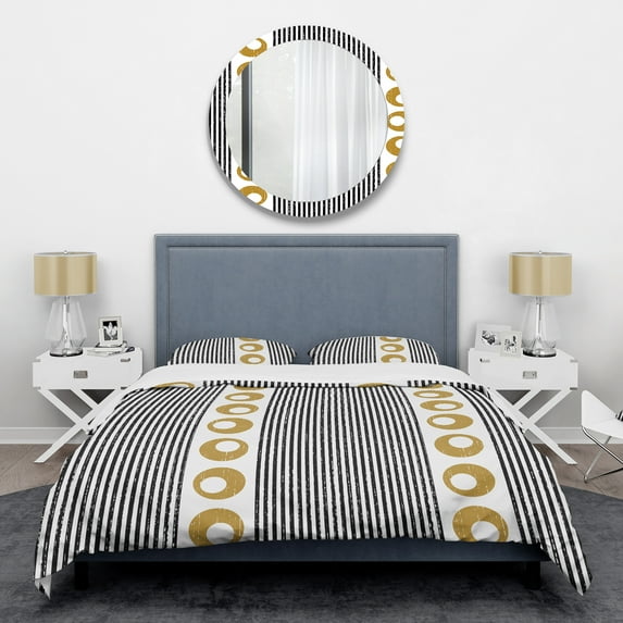 Designart 'Vertical Retro Geometrical Pattern I' Mid-Century Modern Duvet Cover Set