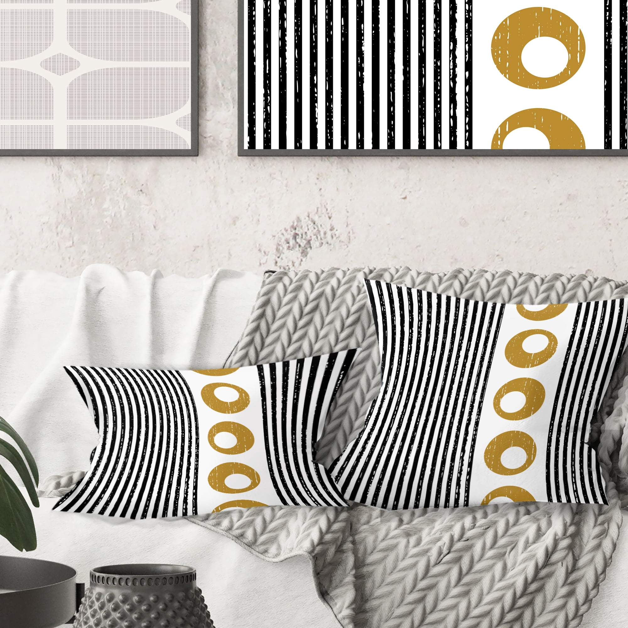 Designart Vertical Retro Geometrical Pattern I' Mid-Century Modern Throw Pillow - 16x16