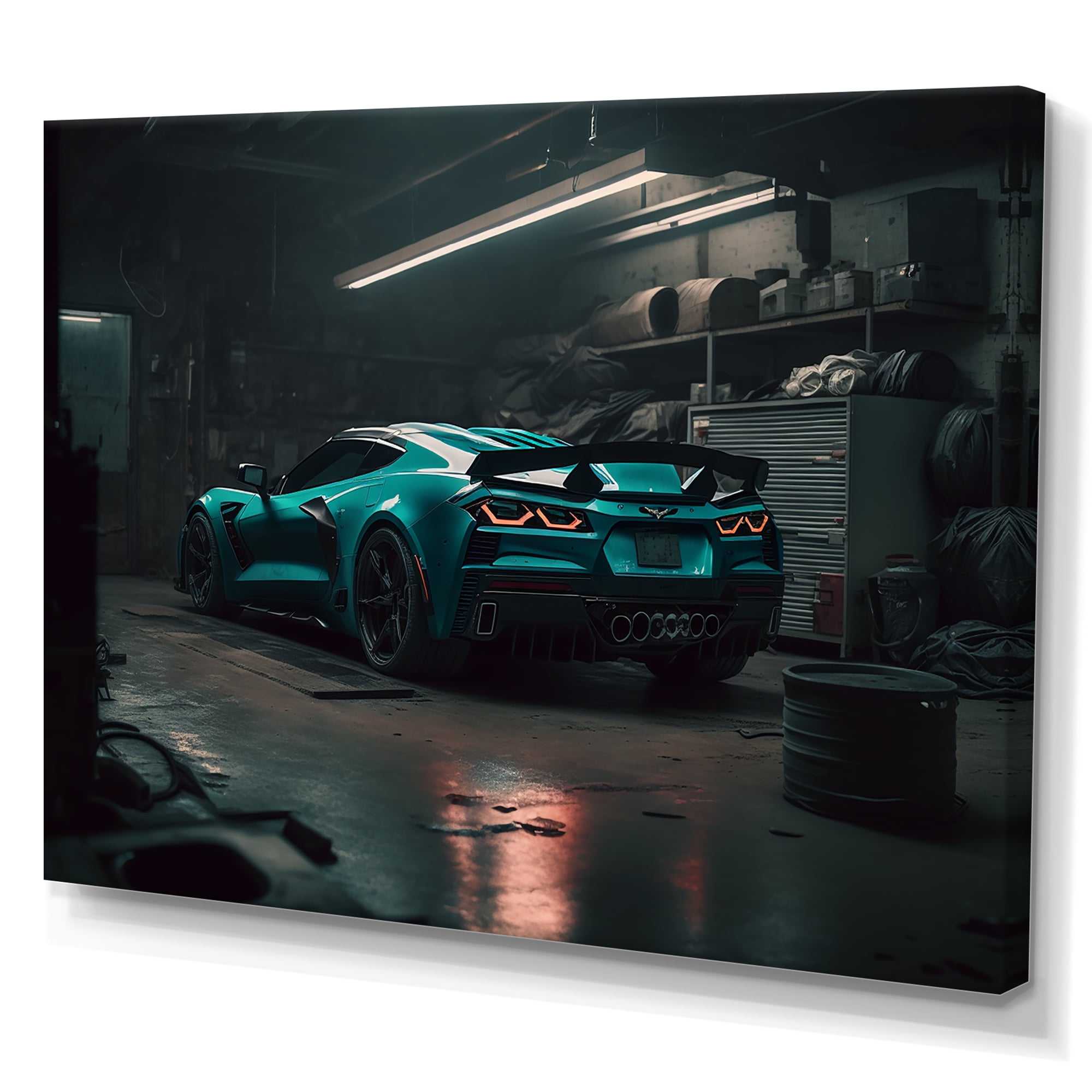 Designart 911 In Underground Garage Canvas Wall Art - Exotic Car
