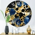 thumbnail image 1 of Designart "Vibrant Abstract Pattern with Blue & Golden Textures XI" Minimalism Oversized Wall Clock, 1 of 5