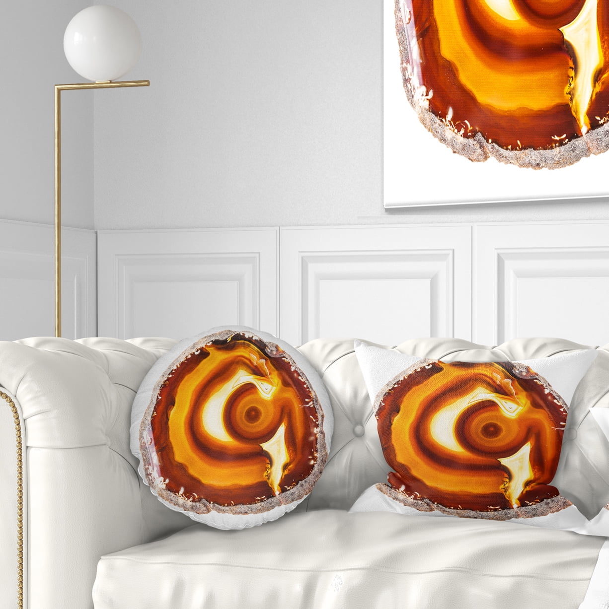 Designart Vibrant Agate Geode Slice - Abstract Throw Pillow - 12x20