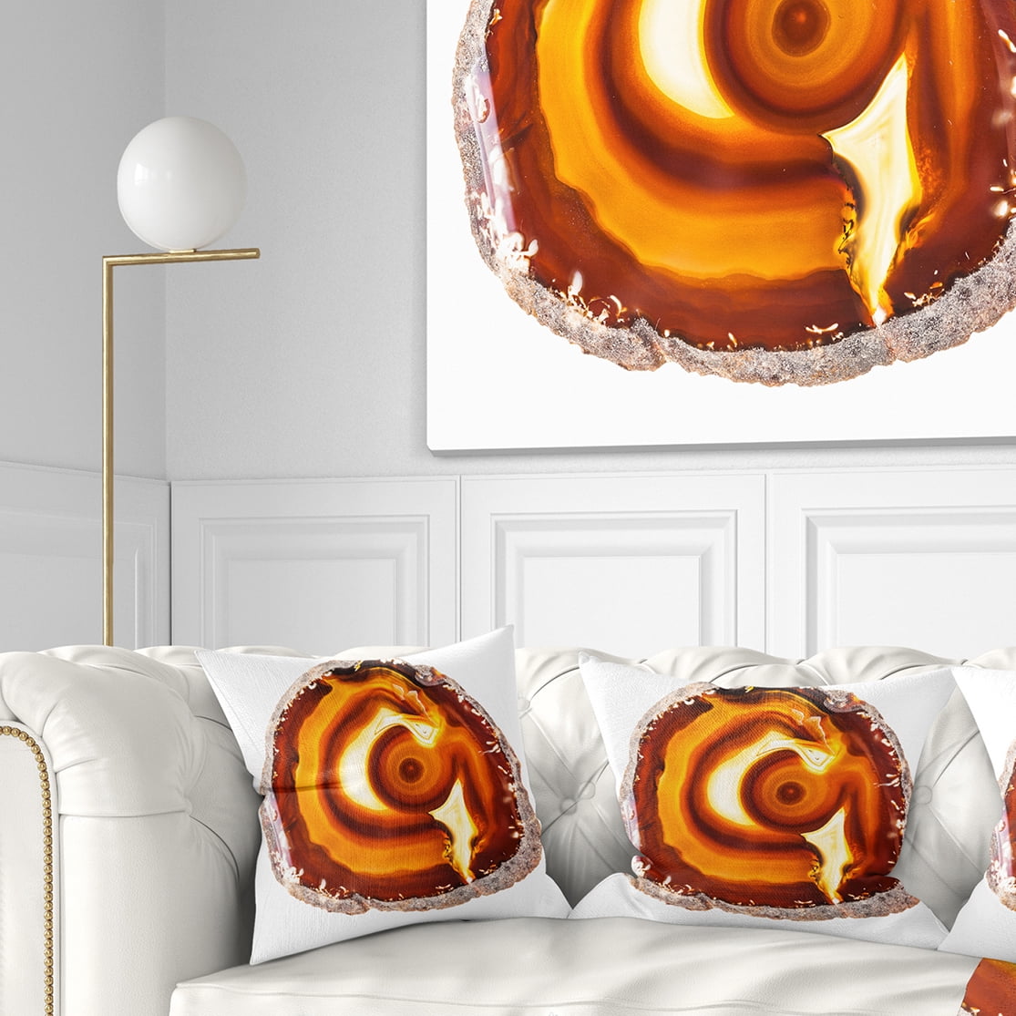 Designart Vibrant Agate Geode Slice - Abstract Throw Pillow - 16x16