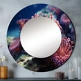 thumbnail image 1 of Designart "Vibrant Anemone Reef" Coastal Coral Under Water Rund Mirror For Wall Decor - Large Pink Round Print Mirror - Round Coastal Mirror - Wall Mounted Round Large Mirror - 23" x 23", 1 of 6