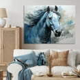 thumbnail image 1 of Designart "Vibrant Blue Equine Horse in Electric Blue I" Animals Wall Art Print, 1 of 5