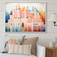 thumbnail image 1 of Designart "Vibrant Blush Pastel Fortress" Castles Floater Framed Wall Art Living Room, 1 of 1