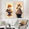 thumbnail image 1 of Designart "Vibrant Bonsai on Rock I" Tree Bonsai Framed Wall Art Set Of 2 - Orange Landscapes Framed Canvas Set For Living Room Decor, 1 of 7