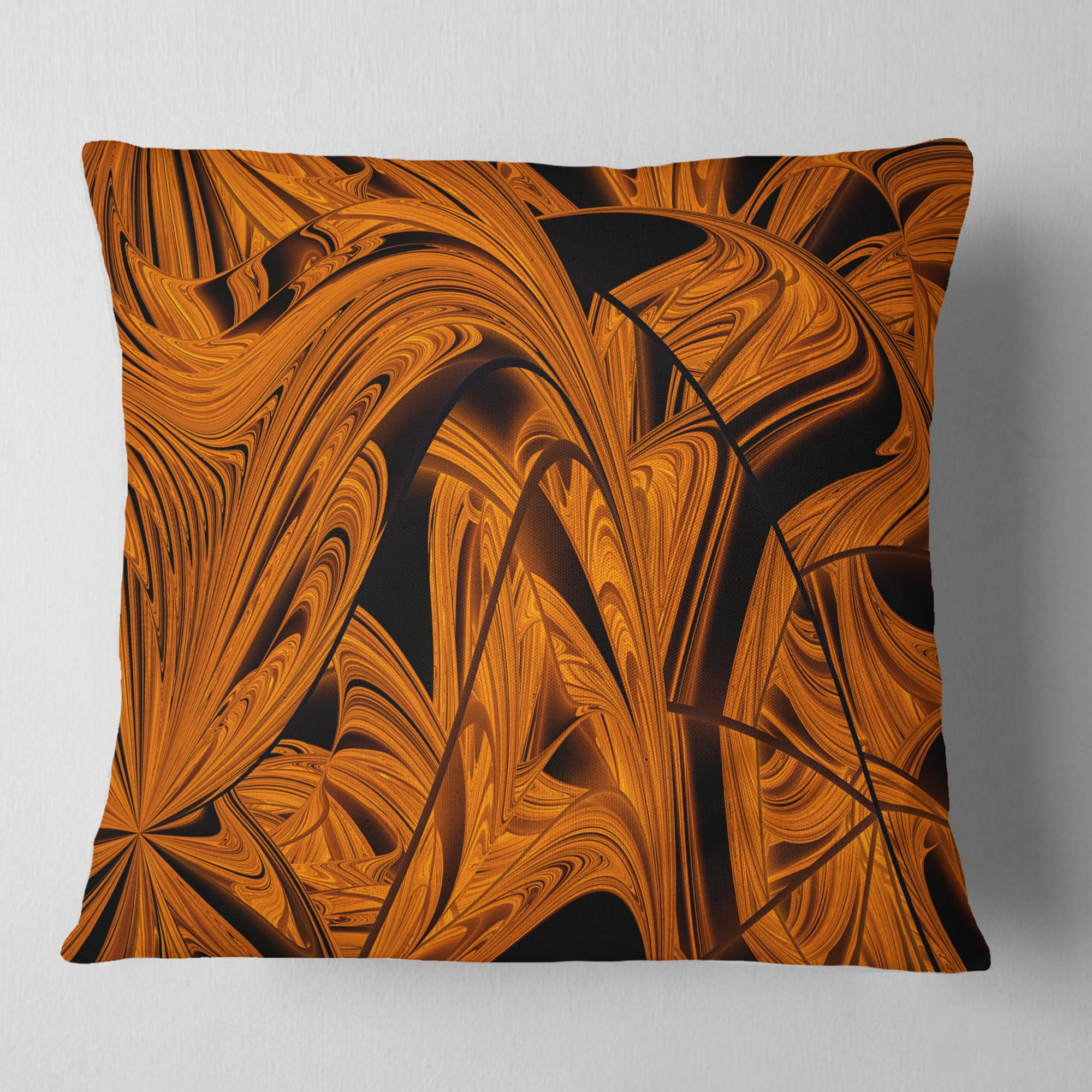 Designart Vibrant Brown Fractal Flower Pattern - Abstract Throw Pillow - 18x18