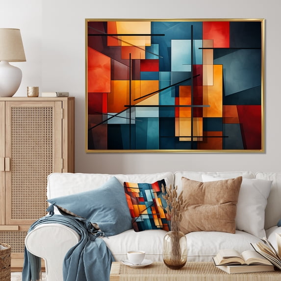 Designart "Vibrant Collage In Cubist Style" Cubism Floater Framed Canvas Prints
