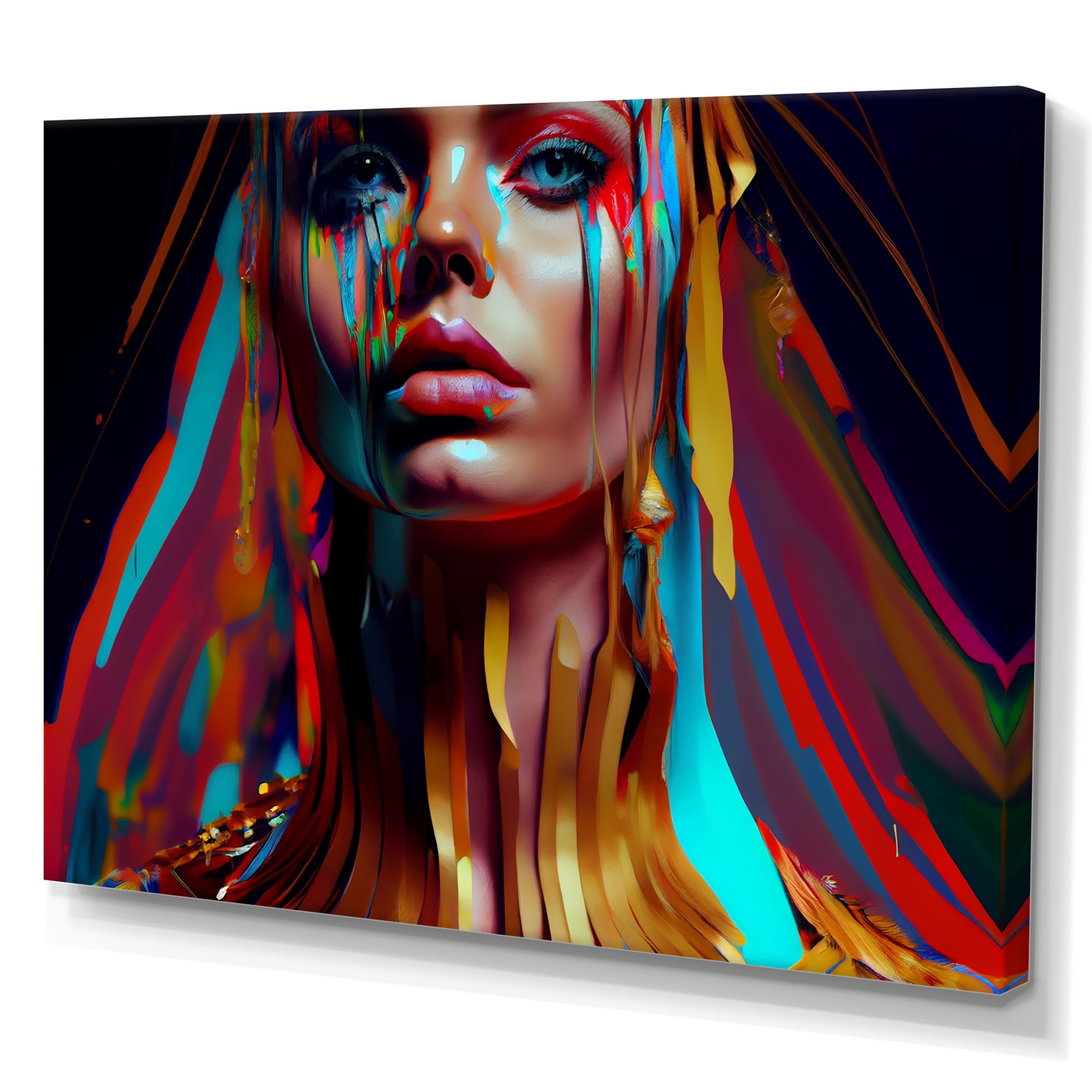 Designart Vibrant Creative Woman Portrait I Canvas Wall Art
