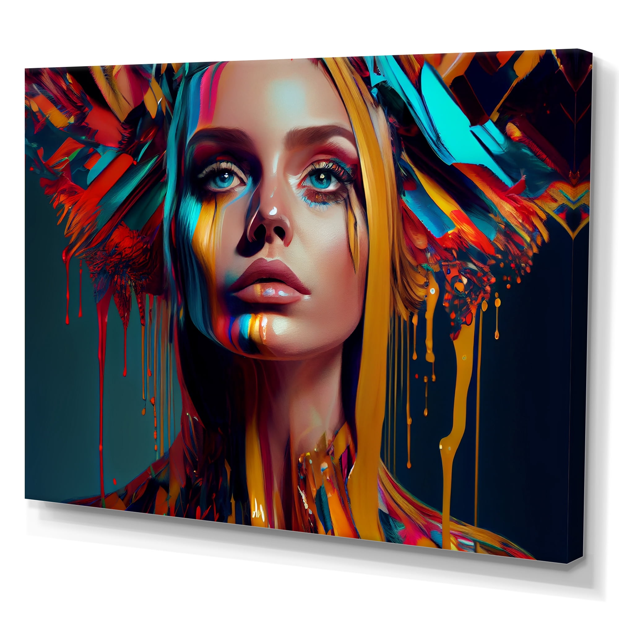 Designart Vibrant Creative Woman Portrait II Canvas Wall Art