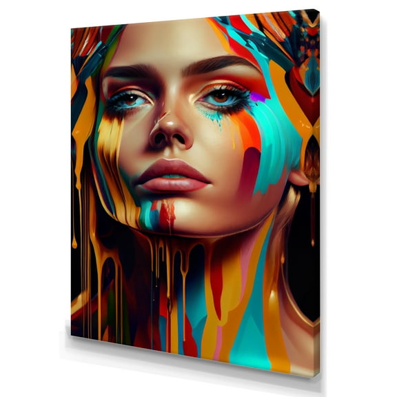 Designart Vibrant Creative Woman Portrait V Canvas Wall Art